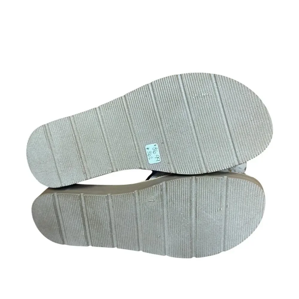 Corkys Pinwheel Slides Slip on Flat Sandals White Multicolor Flower Size 7 Boho‎